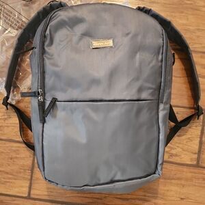 Gray Medium Backpack with Smooth Fabric and Classic Shape